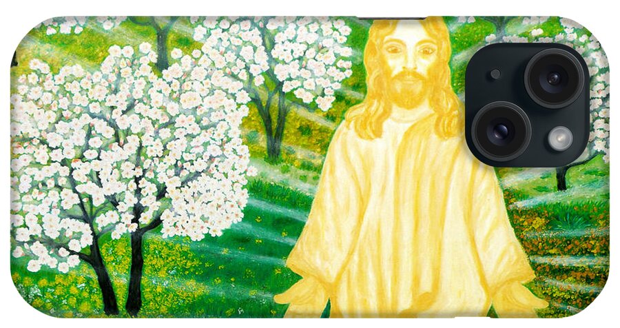 Jesus iPhone Case featuring the painting Jesus on Mount Thabor by Augusta Stylianou