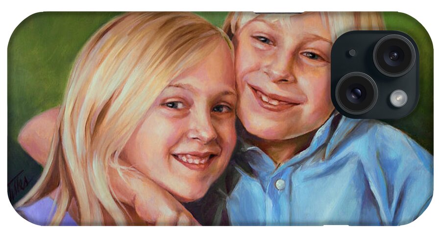  iPhone Case featuring the painting Jonathan and Jessica by Nancy Tilles