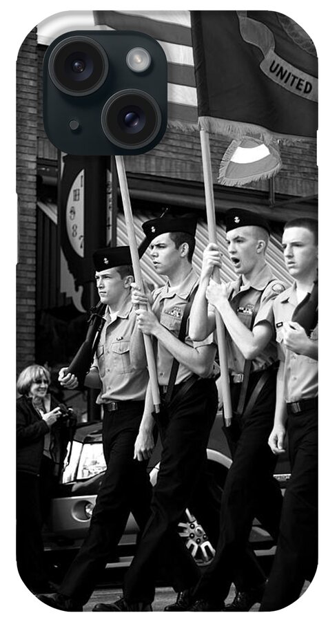Parade iPhone Case featuring the photograph JROTC Carrying Flag in the Parade by Gray Artus