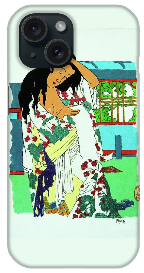 Original: Figurative iPhone Case featuring the painting Kanojo no nyuyoku-go by Thea Recuerdo