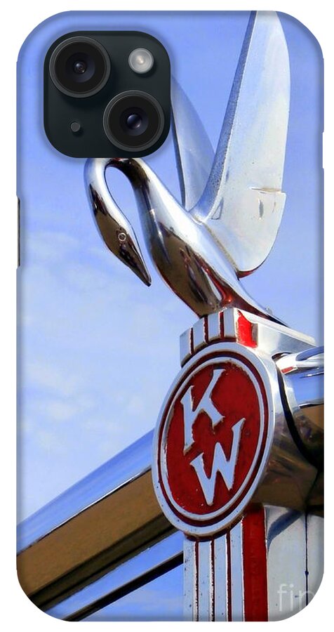 Swan Hood Ornament iPhone Case featuring the photograph Kenworth Insignia and Swan by Karyn Robinson