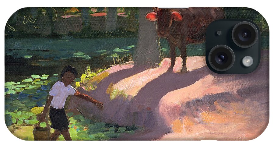 Boy iPhone Case featuring the painting Kerala Backwaters by Andrew Macara