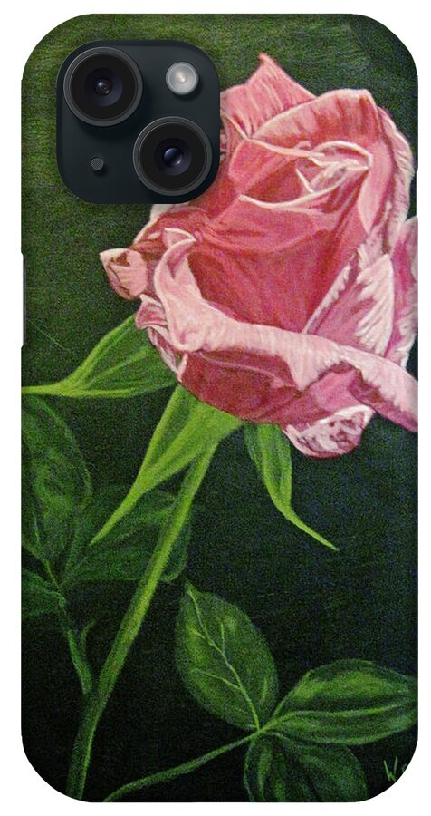 Pink Rose iPhone Case featuring the painting Kiss of the Morning Sun 2 by Wendy Shoults
