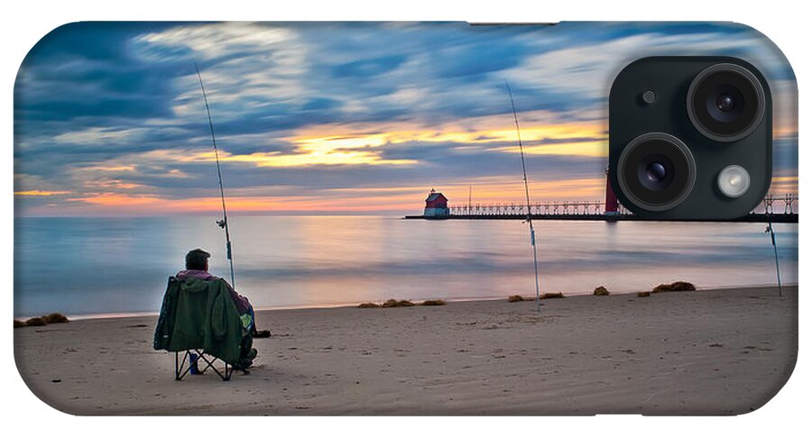 Grand Haven iPhone Case featuring the photograph Lake Michigan Fishing by Larry Carr