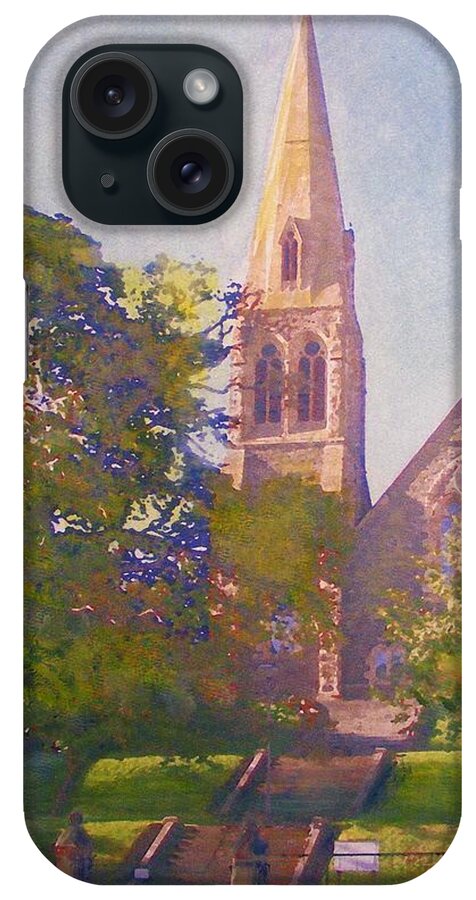  Peebles iPhone Case featuring the painting Leckie Memorial Church Peebles Scotland by Richard James Digance