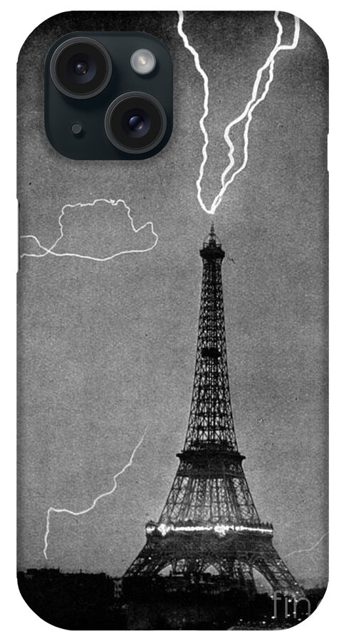 Science iPhone Case featuring the photograph Lightning Strikes Eiffel Tower, 1902 by Science Source