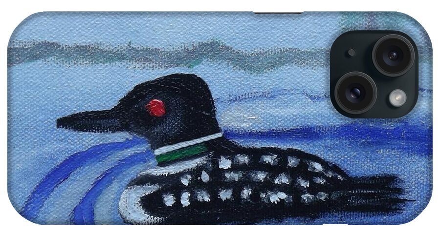 Loon iPhone Case featuring the painting Loon on Lake Winnipeaukee by Margaret Harmon