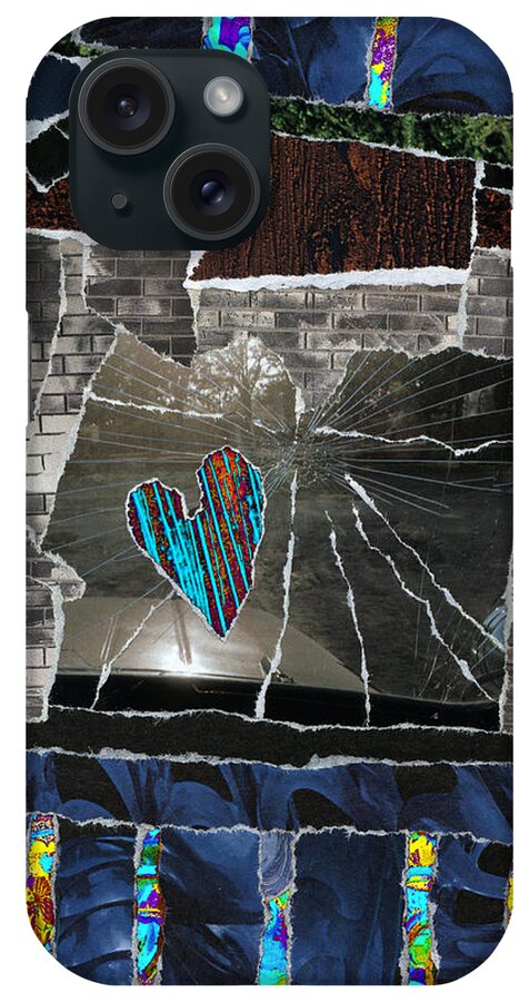 Kenneth James iPhone Case featuring the mixed media Love Hitting A Shattered Life by Kenneth James