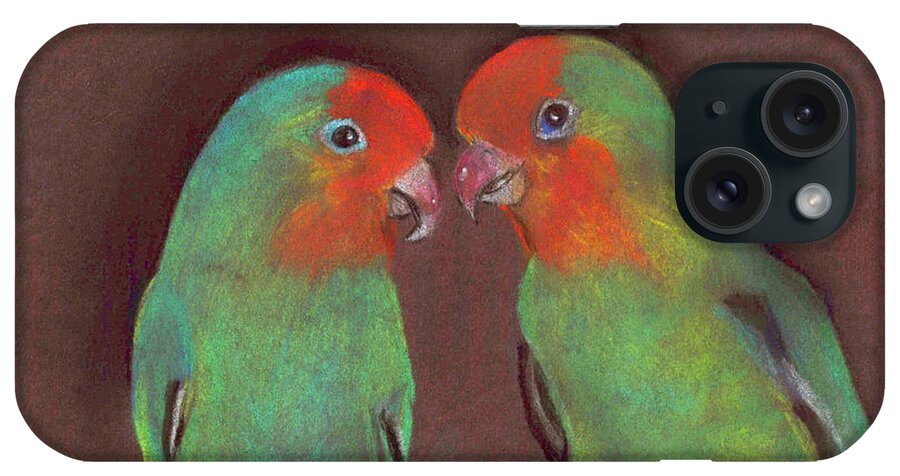 Lovebirds iPhone Case featuring the drawing Lovebirds by Wendy McKennon