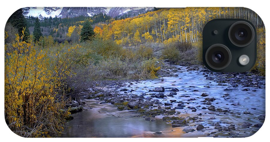 00175168 iPhone Case featuring the photograph Maroon Bells And Maroon Creek In Autumn by Tim Fitzharris