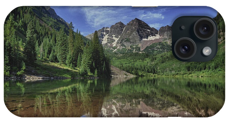 The Maroon Bells Early Morning On A Late Summer Day.in Hdr iPhone Case featuring the photograph Maroon Bells HDR by Paul Beckelheimer
