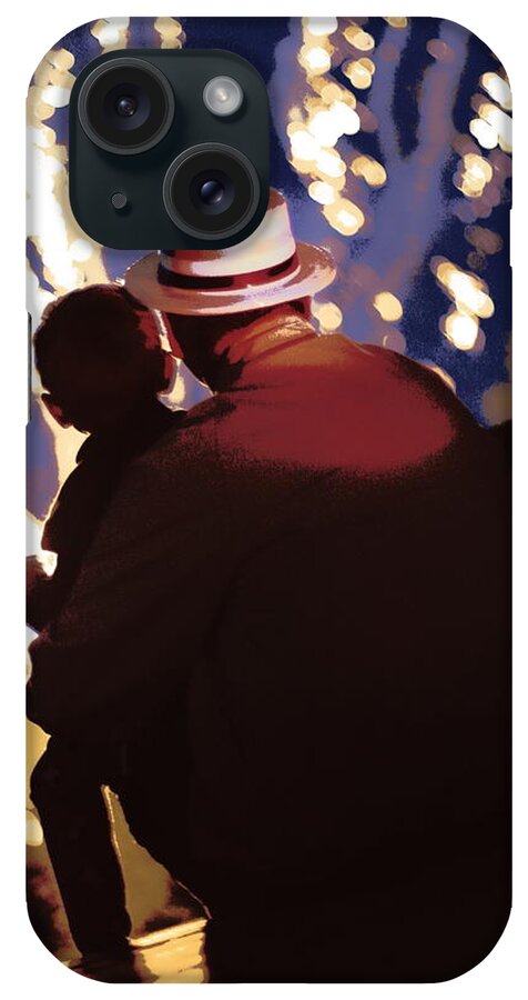 Fireworks iPhone Case featuring the photograph Me and Papa - 4th of July by Angela Rath
