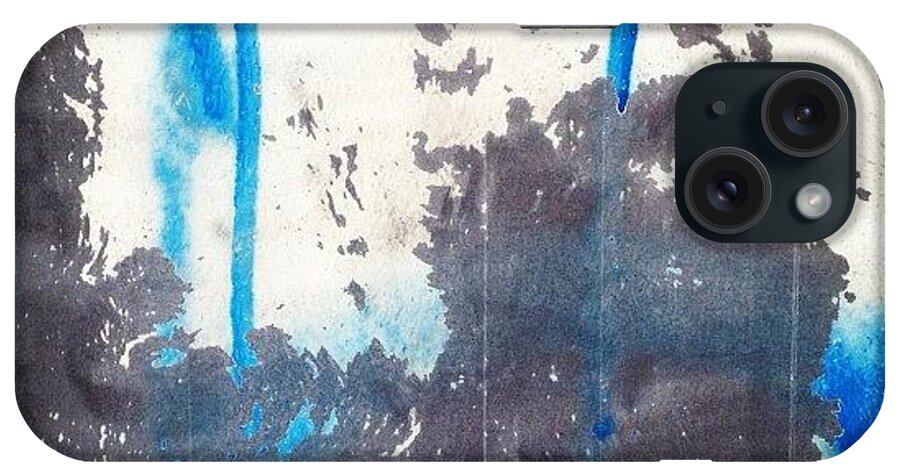 Industrial iPhone Case featuring the photograph #metal #paint #blue #white #drip #drips by IKON Pennie