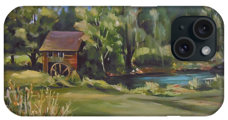 Mill iPhone Case featuring the painting Mill by the Stream by Nancy Griswold