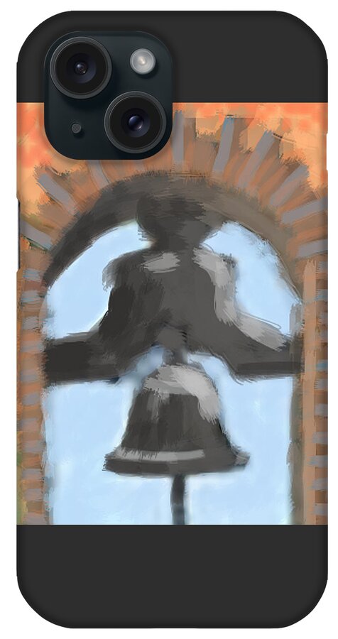 Church iPhone Case featuring the painting Mission Bell by Alison Stein