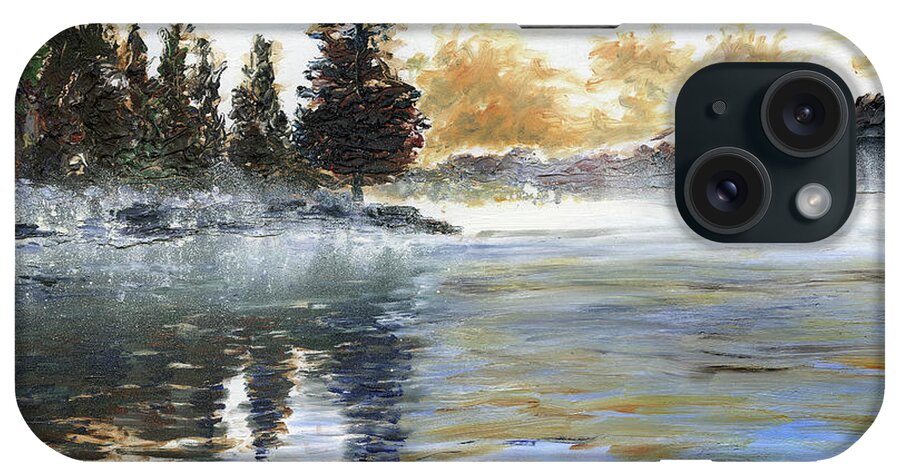 Landscape iPhone Case featuring the painting Misty Lake by Richard Jules