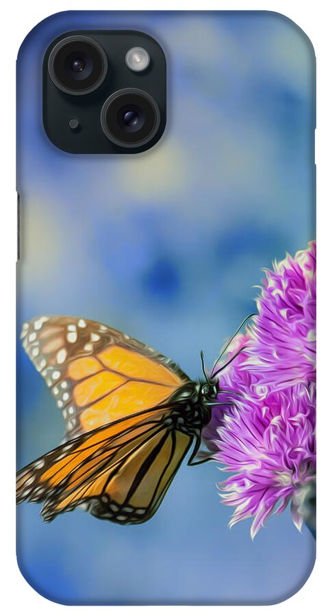 Butterfly iPhone Case featuring the photograph Monarch Blues on Chives by Bill and Linda Tiepelman