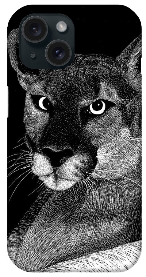 Mountain Lion iPhone Case featuring the mixed media Mountain Lion by Kume Bryant
