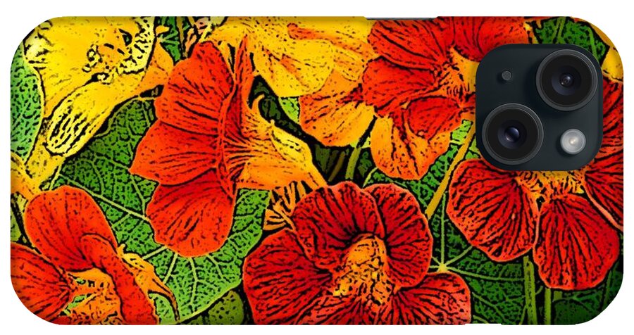 Flowers iPhone Case featuring the digital art Nasturtiums Illustrated by Ben Freeman