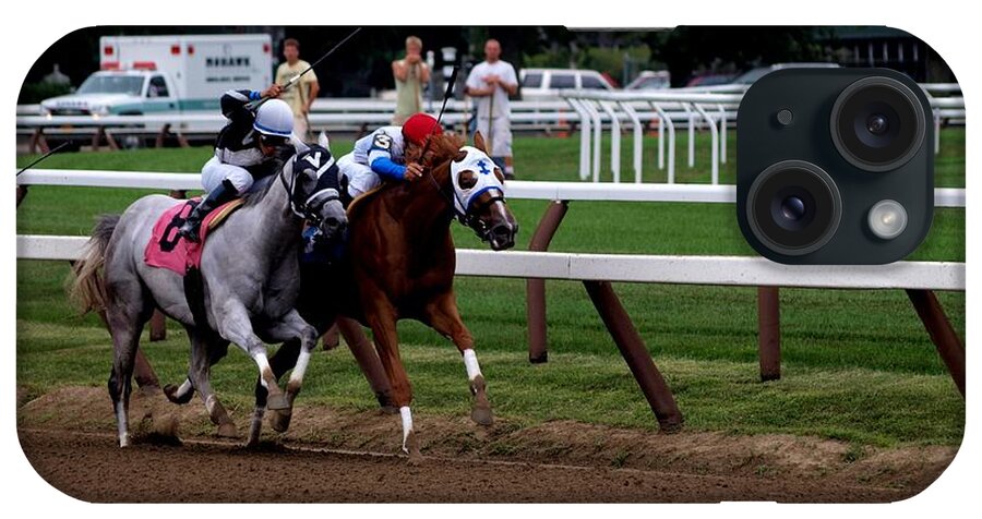 Horse Racing iPhone Case featuring the photograph Neck and Neck at Saratoga two by Joshua House