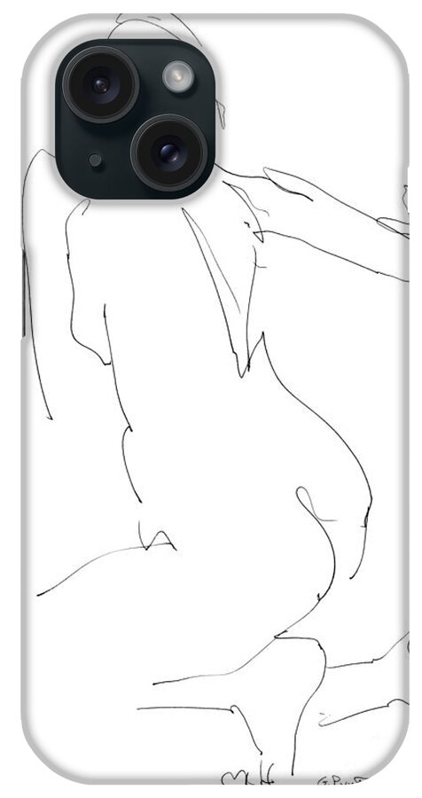 Females iPhone Case featuring the drawing Nude Female Drawings 8 by Gordon Punt