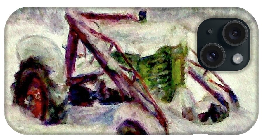 John Deere A iPhone Case featuring the painting Old John Deere in Snow - Watercolor Painting by Quin Sweetman