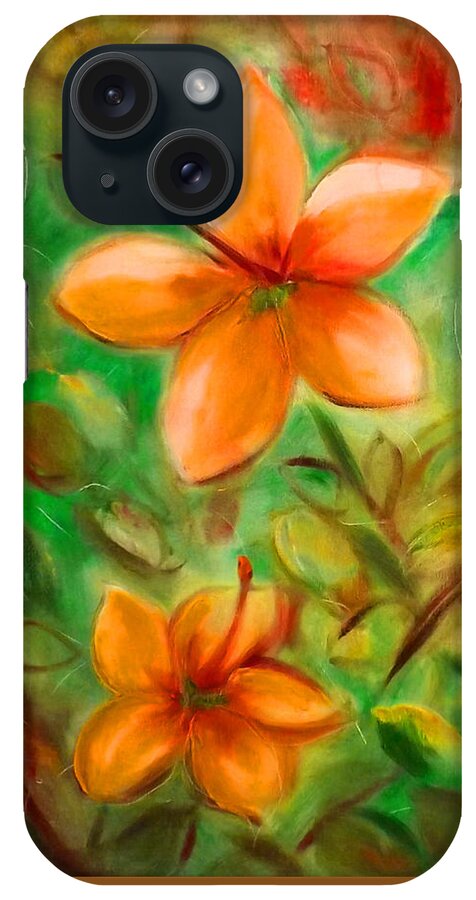 Flower iPhone Case featuring the painting Orange Flowers by Gina De Gorna