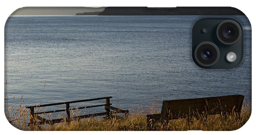 San Juan Islands iPhone Case featuring the photograph Orcas Fishing Platform at Sunset by Lorraine Devon Wilke