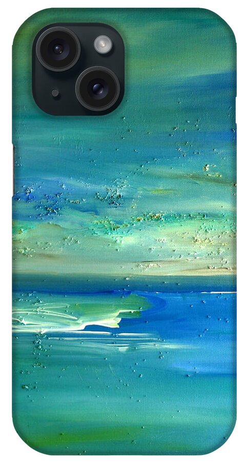 Blue Painting iPhone Case featuring the painting Organic seascape by Dolores Deal