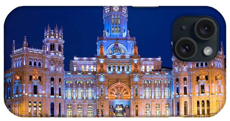Madrid iPhone Case featuring the photograph Cibeles Palace At Night In Madrid #1 by Artur Bogacki