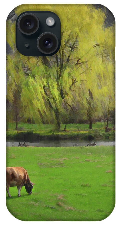 Cow iPhone Case featuring the photograph Peaceful by Dave Mills