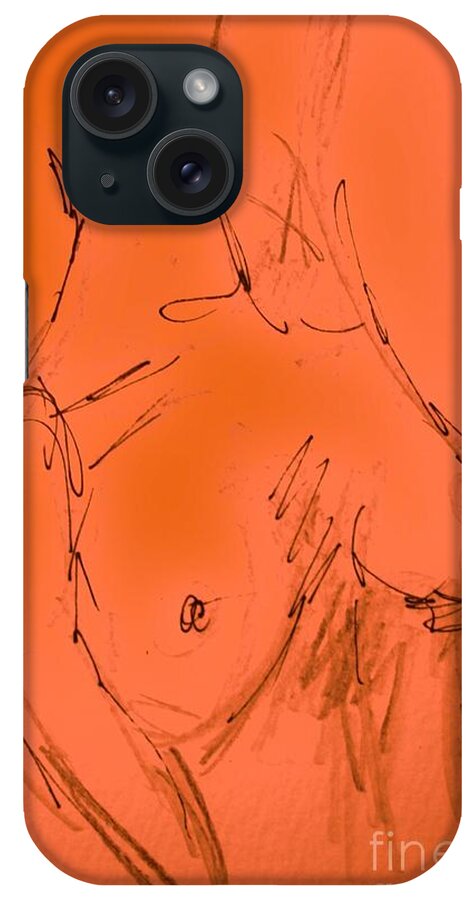 Nude iPhone Case featuring the drawing Pen sketch by Julie Lueders 