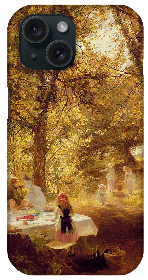 Our Picnic - New Lock iPhone Case featuring the painting Picnic by Charles James Lewis