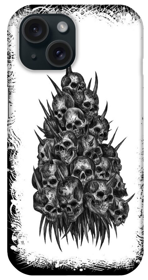 Sketch The Soul iPhone Case featuring the mixed media Pile of Skulls by Tony Koehl