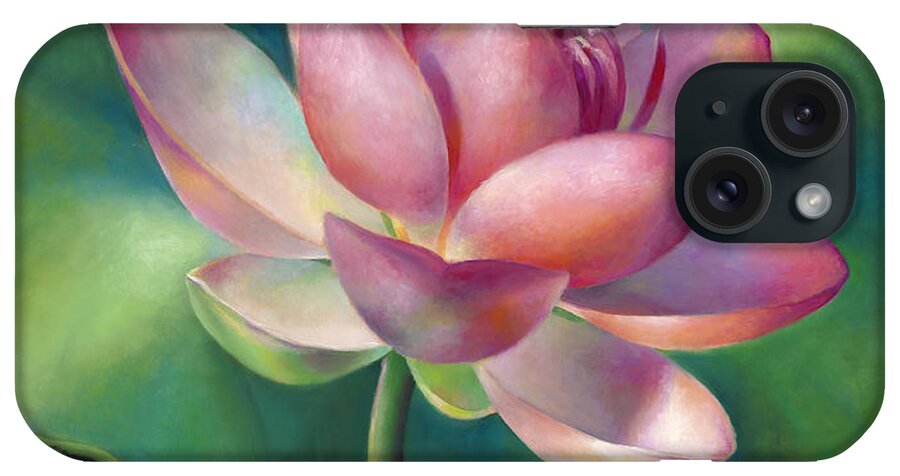 Water Lilies iPhone Case featuring the painting Pink Lotus Water Lily by Nancy Tilles