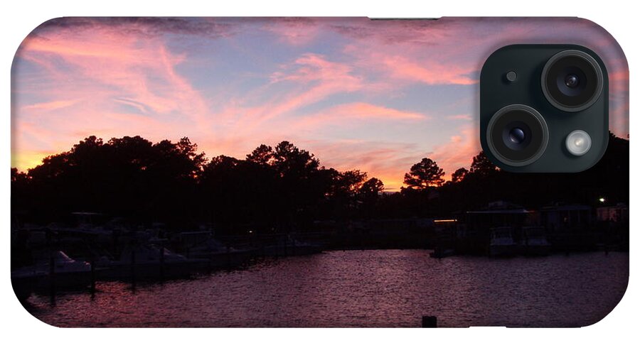 Pink iPhone Case featuring the photograph Pink n Blue Sunset on the Chesapeake Bay VA by Sven Migot