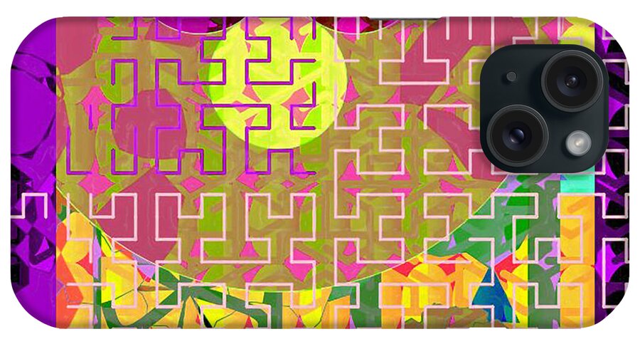 Ebsq iPhone Case featuring the digital art Pink Puzzle Maze by Dee Flouton