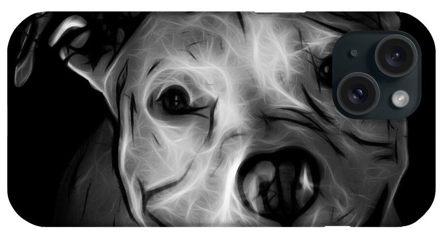 Pitbull iPhone Case featuring the digital art Pitbull Terrier - F - S - BB - Greyscale by James Ahn