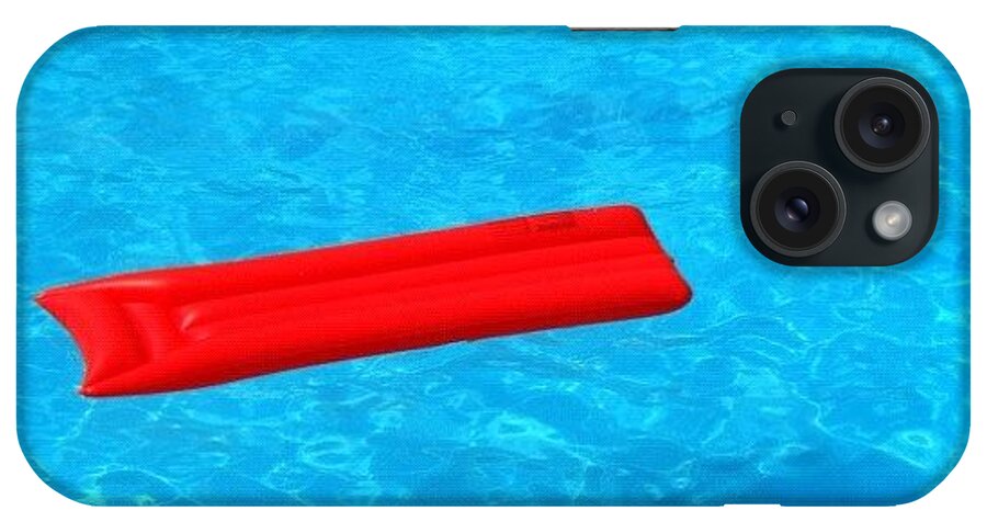 Water iPhone Case featuring the photograph Pool - blue water and red airbed by Matthias Hauser