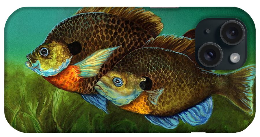 Bluegills iPhone Case featuring the painting Pretty Little Panfish by Kathleen Kelly Thompson