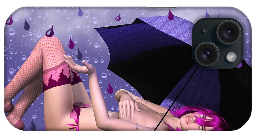 3d iPhone Case featuring the digital art Purple Rain by Jutta Maria Pusl