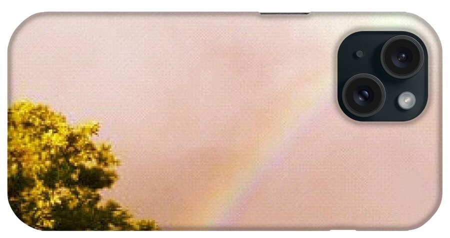 Rainbow iPhone Case featuring the photograph #rainbow #darksky #nature #trees by Grace Shine