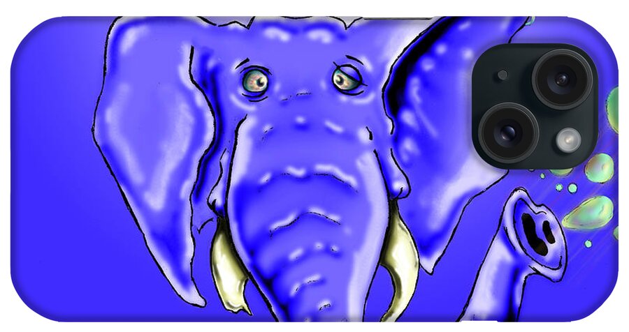 Elephant iPhone Case featuring the drawing Ringo Party Animal Blue by Adam Vance