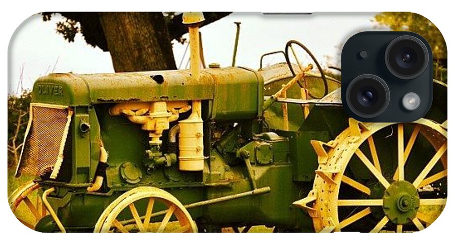 Portraitphotography iPhone Case featuring the photograph Rustic John Deer Tractor In Texas From by Jeff Jordan