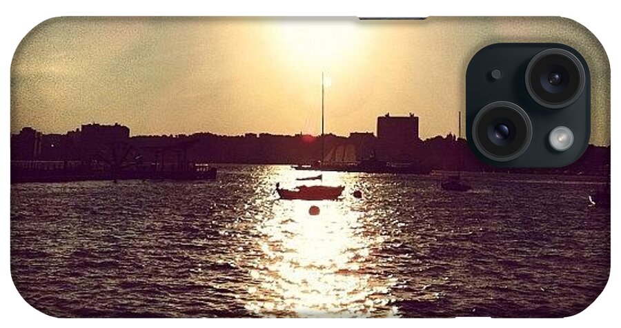 Silhouette iPhone Case featuring the photograph Sailboats At Sunset In The Hudson Near by Arnab Mukherjee