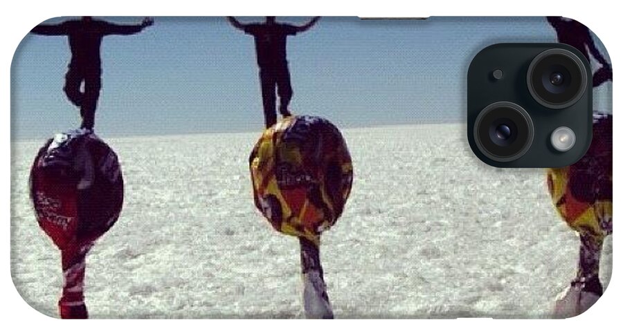 Picoftheday iPhone Case featuring the photograph #salar #bolivia #saltflats #play by Alon Ben Levy