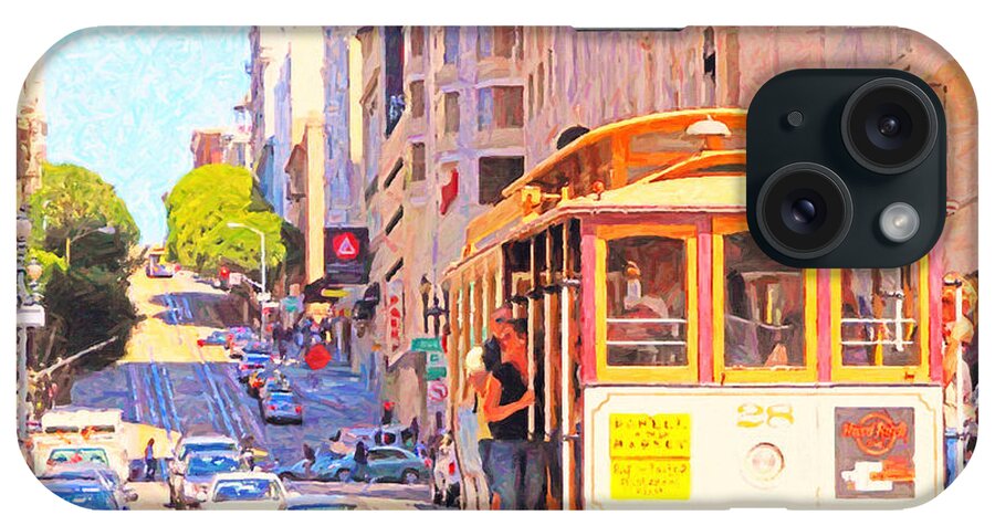 Wingsdomain iPhone Case featuring the photograph San Francisco Cablecar Coming Down Powell Street by Wingsdomain Art and Photography
