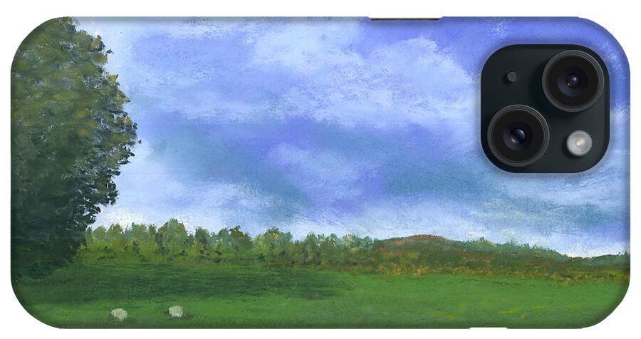 Landscape iPhone Case featuring the pastel Scottish Pasture by Ginny Neece