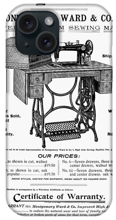 1895 iPhone Case featuring the photograph Sewing Machine Ad, 1895 by Granger