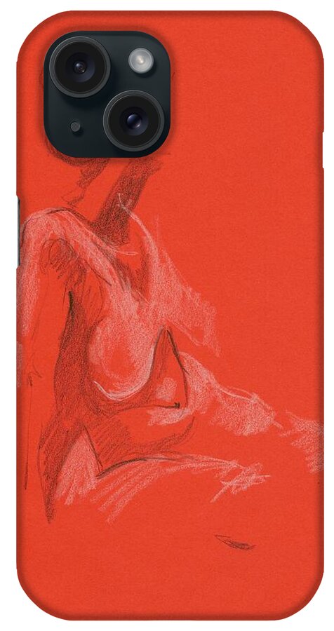 Gesture Drawing iPhone Case featuring the drawing Sitting Model 1999 by Marica Ohlsson